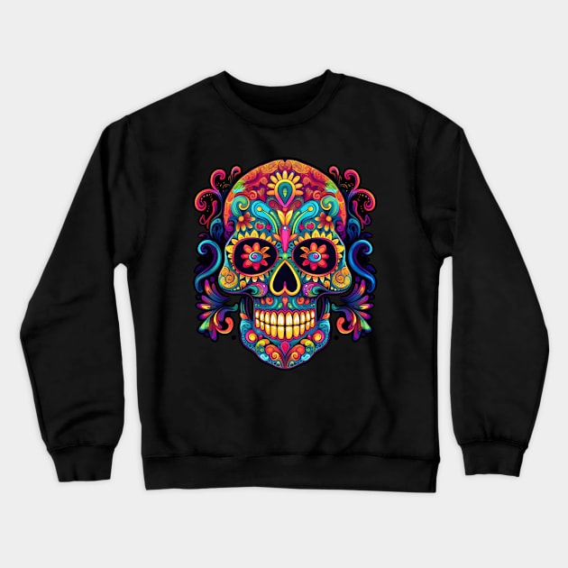 Day of the Dead Skull (Dia De Los Muertos) Crewneck Sweatshirt by iconymous